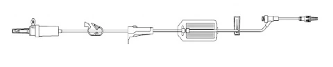 Intuvie IV Administration Set with 0.2 Micron Filter, Needleless Y-Injection Site, 20 Drop/mL, 18mL Priming Volume, 105" Male Luer Lock, 50/Case - Admin Set 0.2 Micron Filter - Image 1