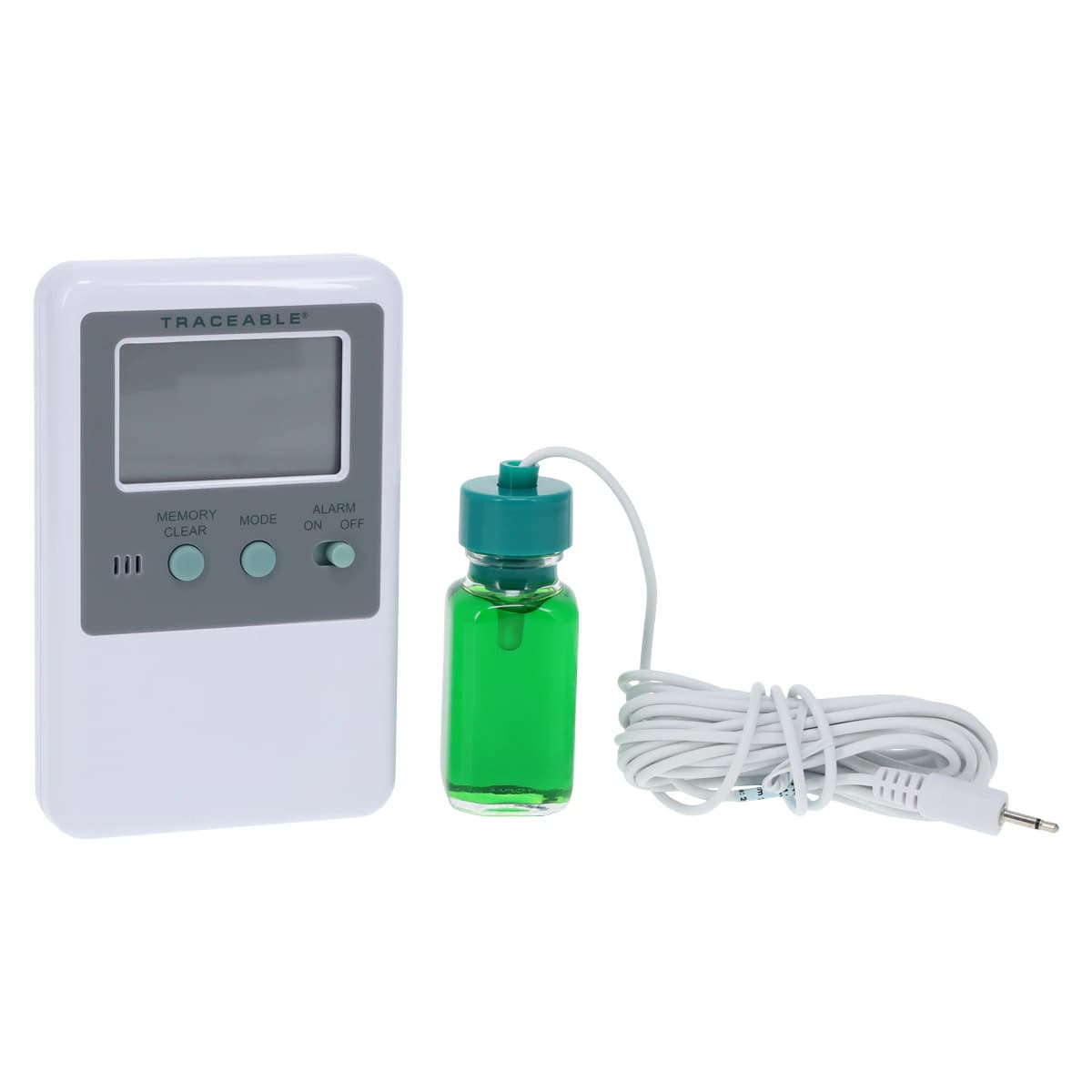 Cole-Parmer Traceable Refrigerator/Freezer Thermometer, ABS Plastic, -50 to 70°C, LCD Display, Sealed Bottle Probe, ISO 17025/A2LA/NIST Certified - Thermometer Ref/Freezer - Image 1