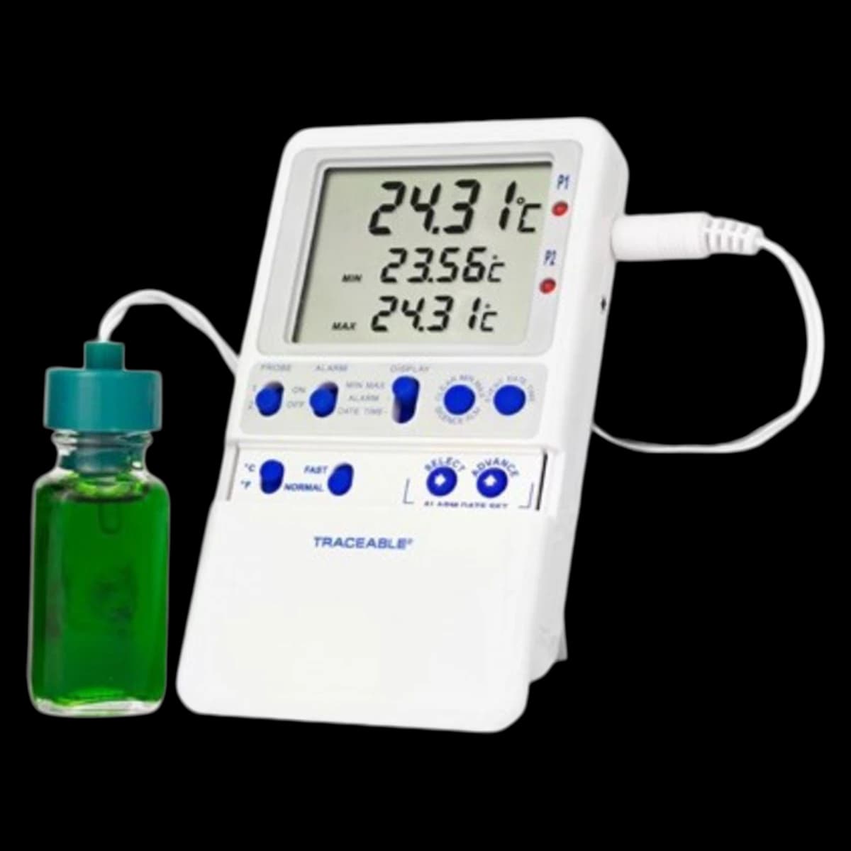 Traceable Hi-Accuracy Refrigerator Thermometer with Sealed Bottle Probe, -50 to 70°C, LCD Display, Each thumbnail 2