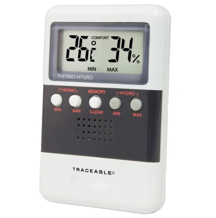 Traceable Humidity/Temperature Meter, ABS Plastic, 0 to 50°C / 25 to 95% RH, Internal Probe, LCD, ISO 17025/A2LA/NIST Calibrated, Each - Meter Humidity/Temp Trc - Image 1