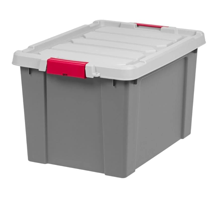 Swinton Trading Plastic Storage Tote, 18 Gallon, Gray/Red, Each - Tote Storage Plastic 18gal - Image 1