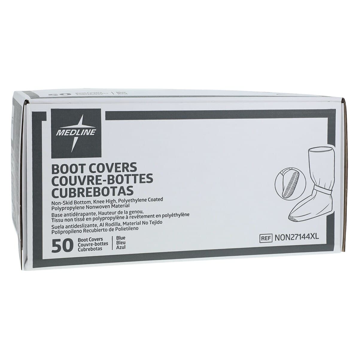 Medline Knee-High Boot Covers, X-Large, Blue, Non-Sterile, Fluid-Resistant, Non-Skid, 150/Case thumbnail 3