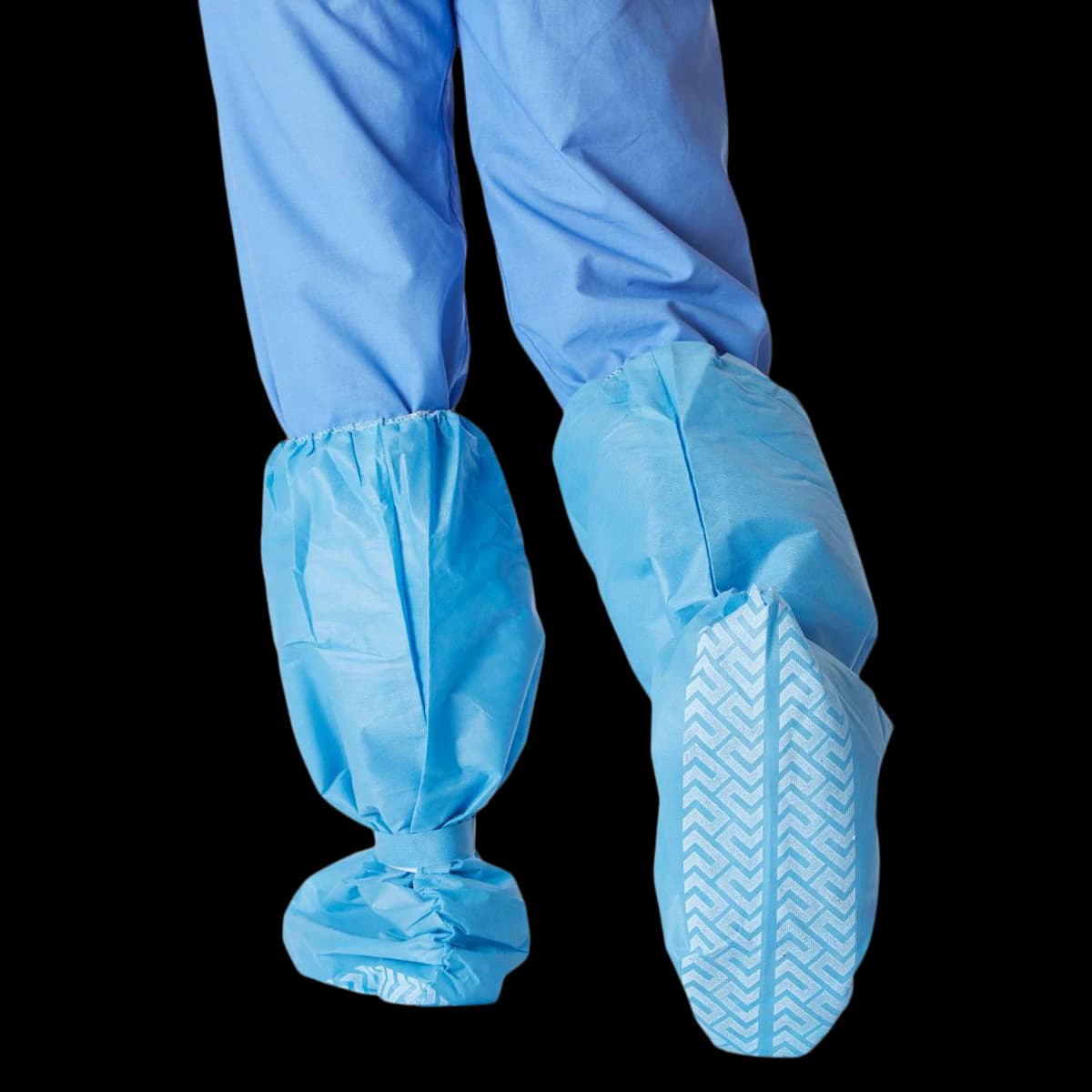 Medline Knee-High Boot Covers, X-Large, Blue, Non-Sterile, Fluid-Resistant, Non-Skid, 150/Case - Boot Cover Knee High Blue - Image 1