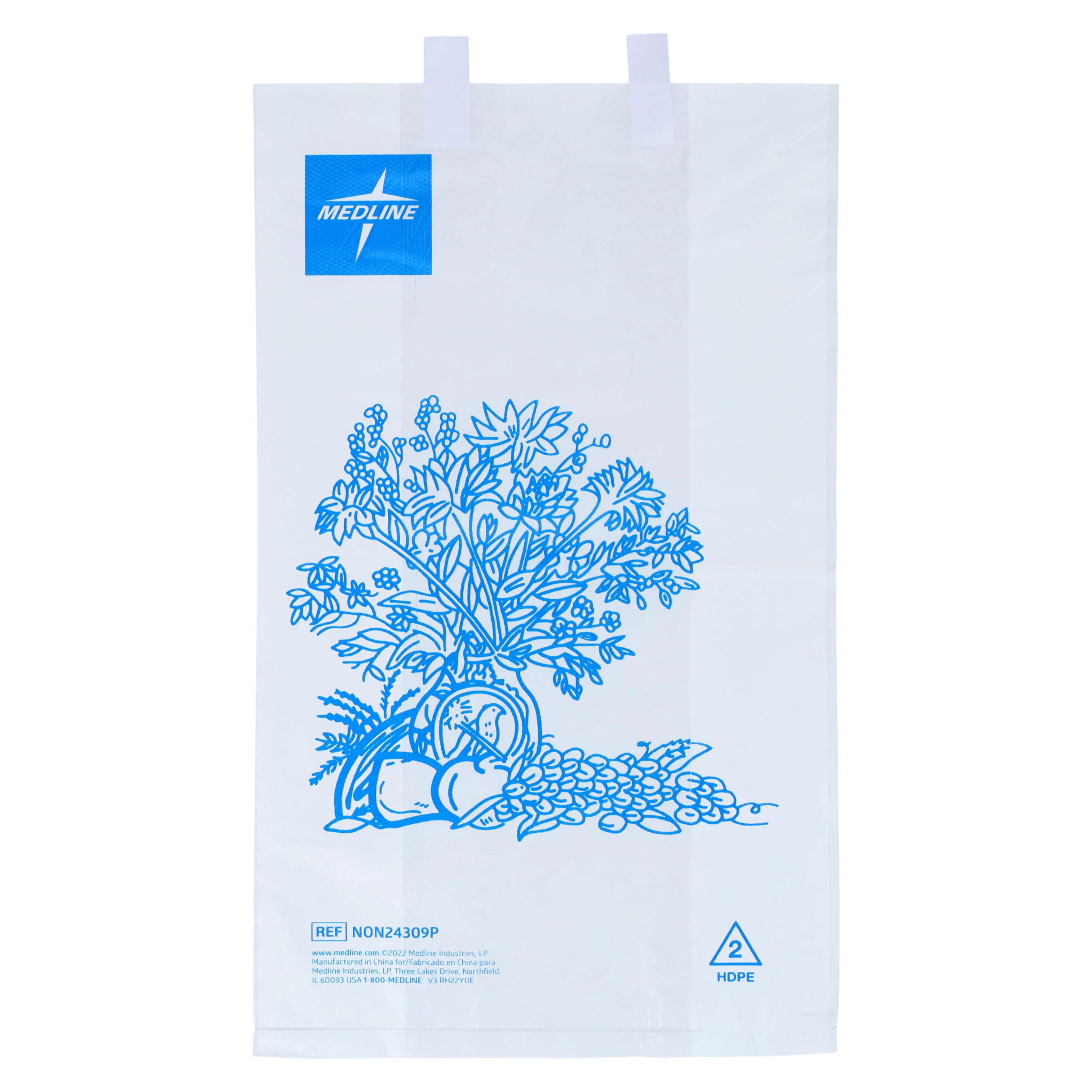 Medline Bedside Bag, White Plastic, Self-Adhesive Tabs, 6.5" x 3.5" x 11.8", Case of 2000 (20 Bags of 100) - Bag Bedside White Plastic 6.5X3.5X11.8 Case of 2000 - Image 1