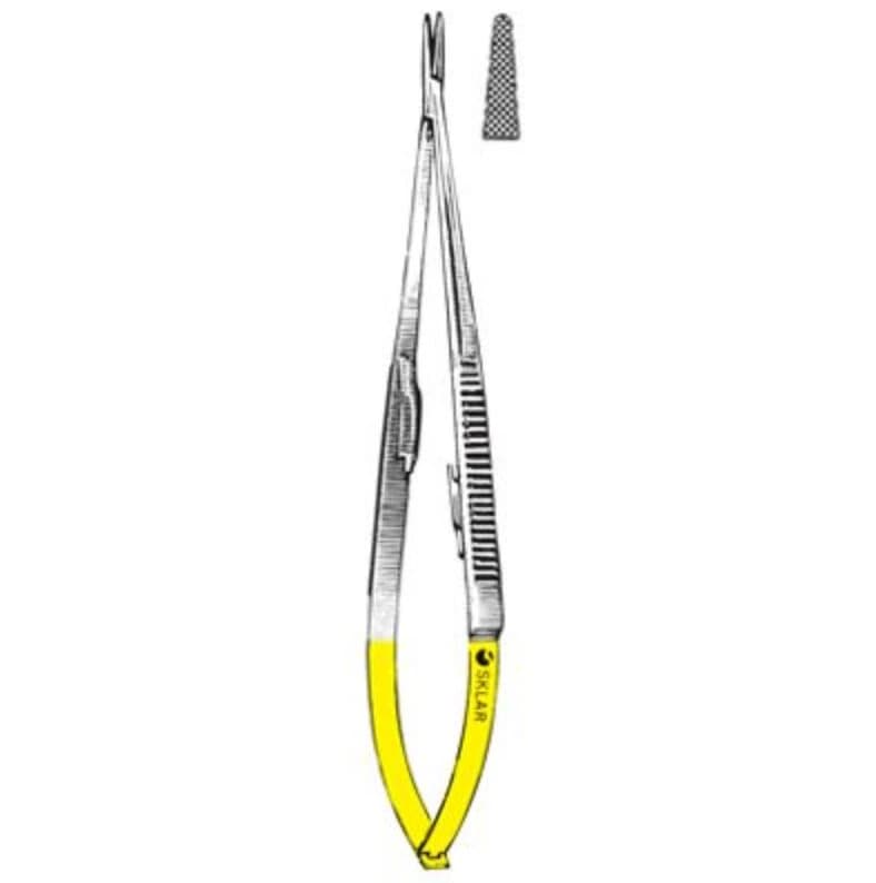 Sklar Jacobson Needle Holder with Lock, Cross Serrated, 9" Stainless Steel/Tungsten Carbide - Needle Holder Jacobson w/Lock - Image 1