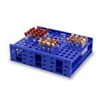 Heathrow Scientific MEGA RACK Test Tube Rack, Polypropylene, 120 Wells, Blue, 13.26 x 10.51 x 3.58 in - Rack Test Tube 10mL 120 Place - Image 1
