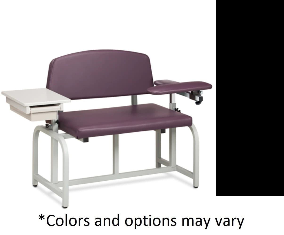 Clinton Industries Lab X Series Bariatric Blood Draw Chair, Black Tubular Steel Frame, 700 lb Capacity - Chair Blood Draw Bariatric - Image 1