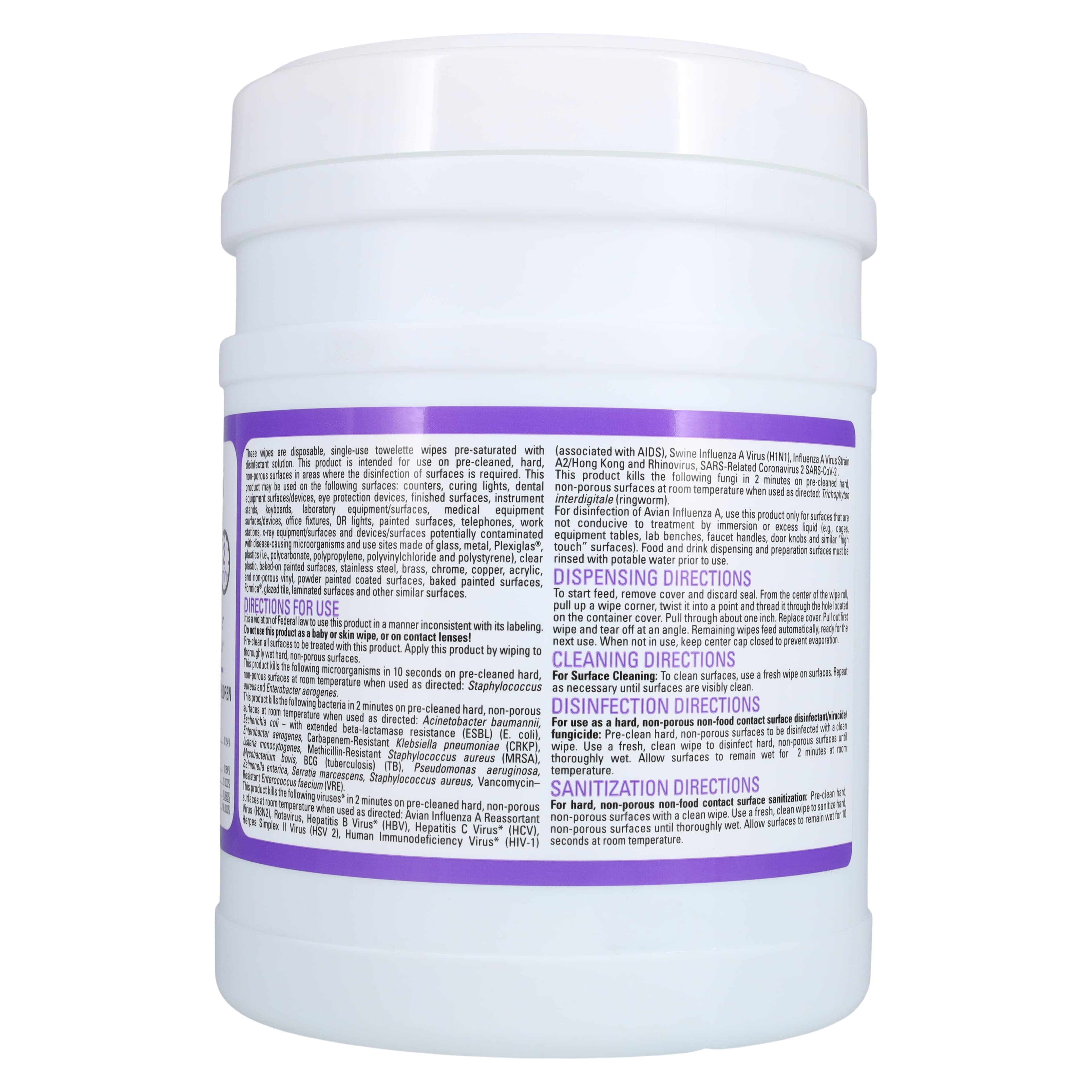 Birex Quat Disinfectant Wipes, 160 Wipes/Canister, 6 in x 6.75 in, EPA List N thumbnail 2