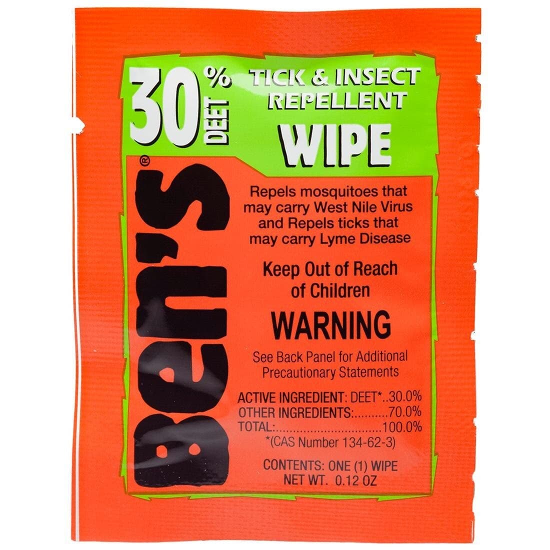 Ben's Tick and Insect Repellent Wipes, 30% DEET, Single Wipe (Each) thumbnail 2
