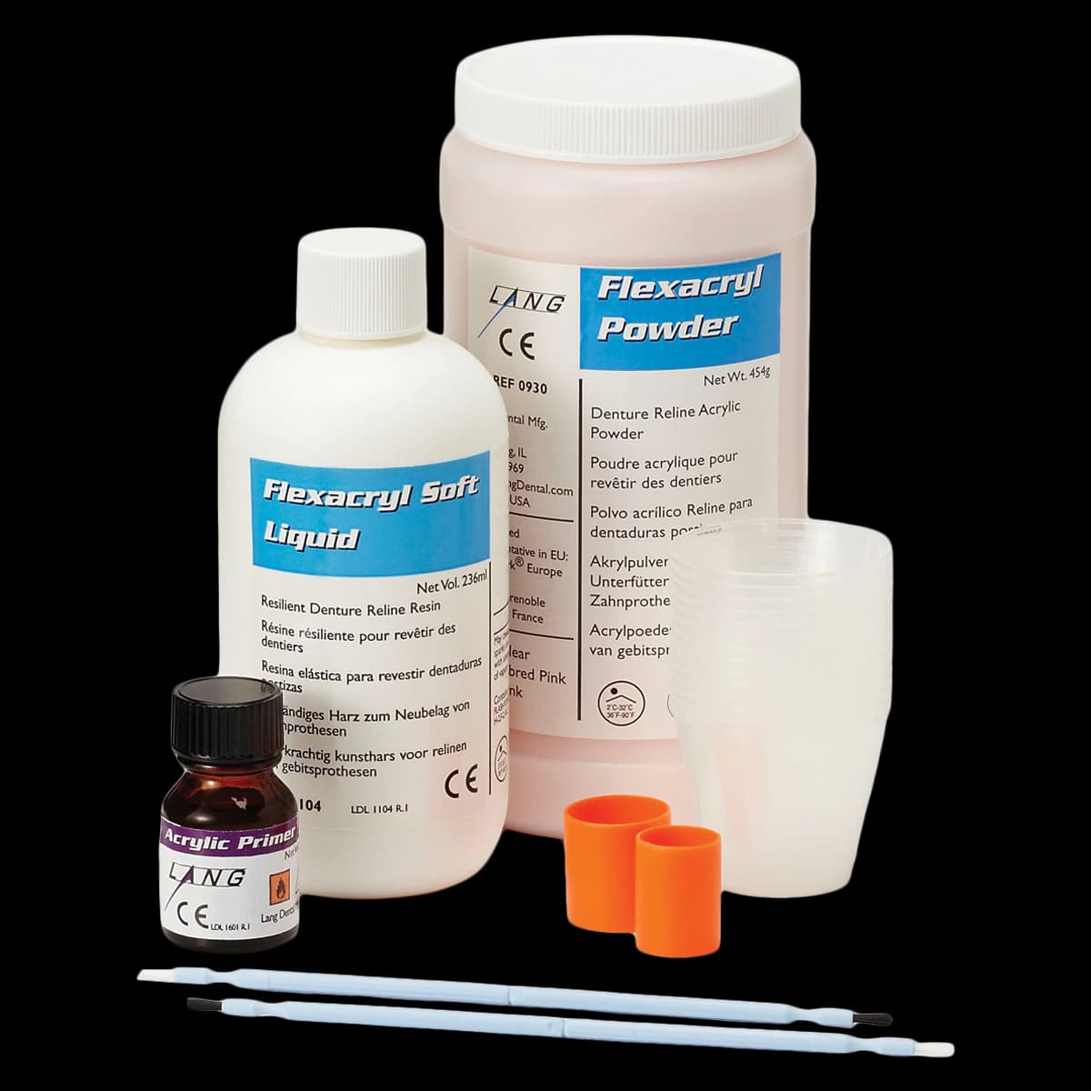 Lang Dental Flexacryl Soft Denture Reline Material, Clear, 454g Package - Flexacryl™ Soft Package #1 Clear - Image 1