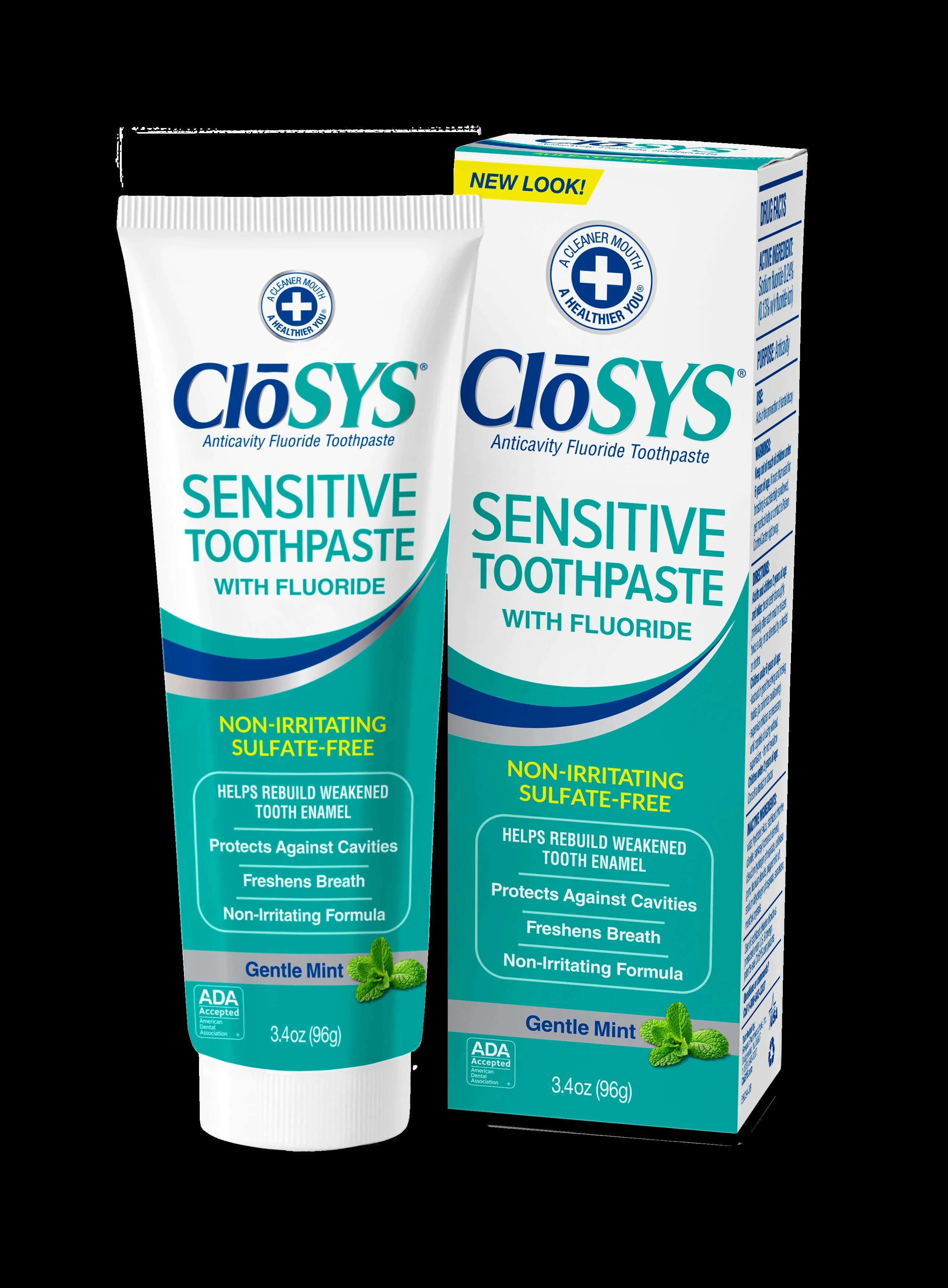 CloSYS Non-Irritating Sensitive Fluoride Toothpaste, Gentle Mint, 3.4 oz Tube, 24/Box, 1C-34-24F thumbnail 2