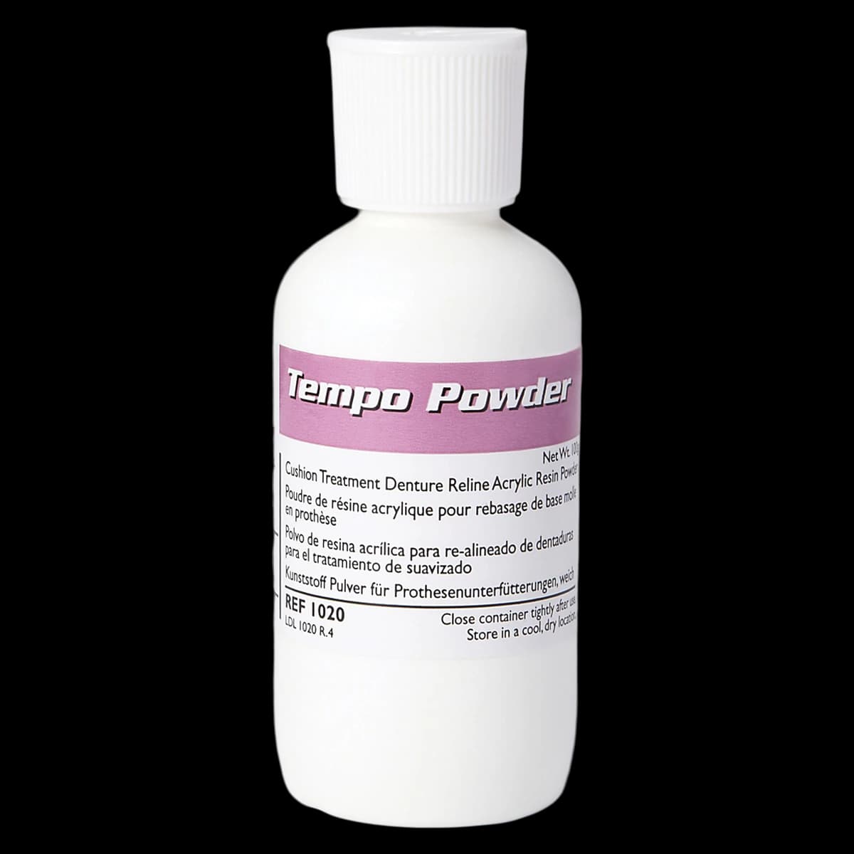 Tempo Reline Material Acrylic Resin Powder, White, 4 oz Bottle - Tempo Powder - Image 1