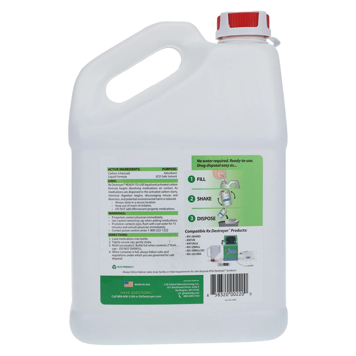 RX Destroyer Pro Pharmaceutical Waste Container, 1 Gallon, 3000 Pill Capacity, 4/Case thumbnail 3