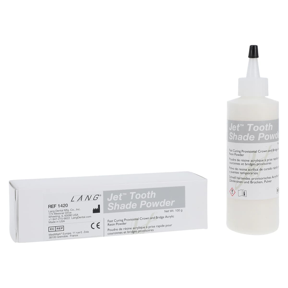 Jet Tooth Shade Acrylic Powder, Shade B2, Self-Cure, 4 oz Refill Bottle - Jet Tooth Shade Acrylic Powder - Image 1