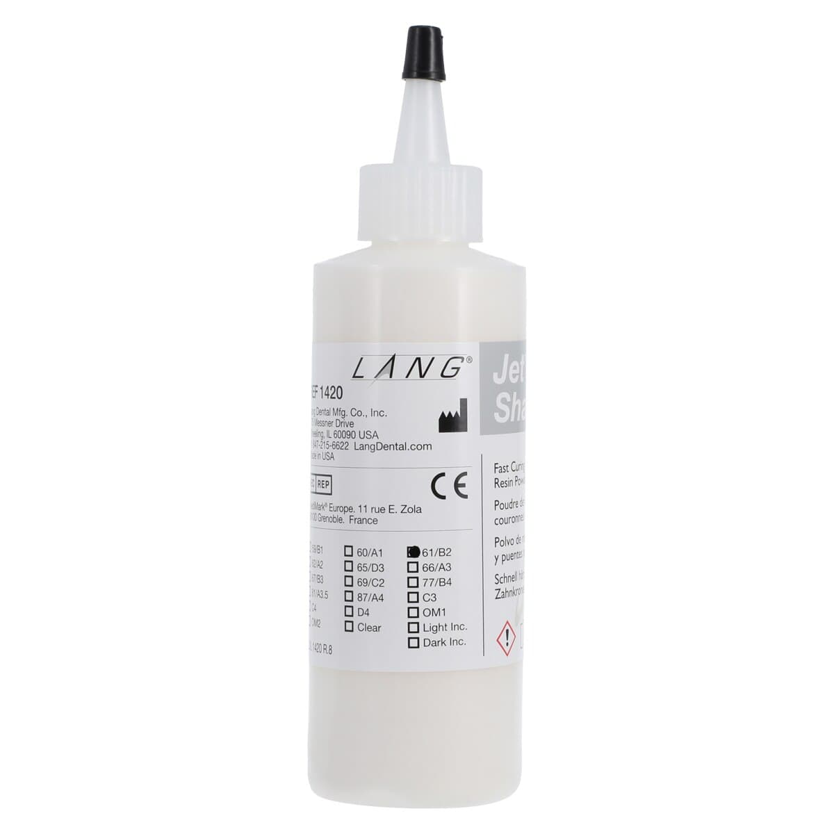 Jet Tooth Shade Acrylic Powder, Shade B2, Self-Cure, 4 oz Refill Bottle thumbnail 3
