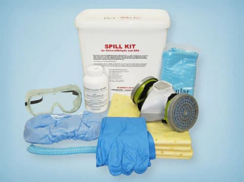 Civco Medical Instruments Glutaraldehyde/OPA Spill Kit, <5 gal, Non-Sterile, with Respirator, Gloves, Gown, Cap, Shoe Covers, Safety Goggles, Mats, Bucket, Box - Spill Kit Cleanup - Image 1