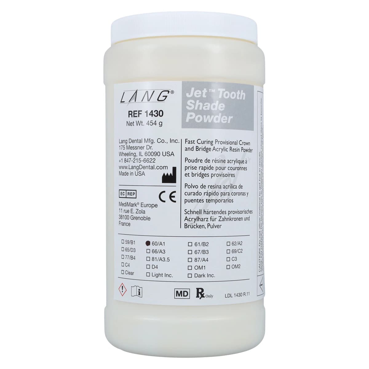 Jet™ Tooth Shade Acrylic Powder #60/A1, 1 lb, Self-Curing, Shade 60/A1 thumbnail 3