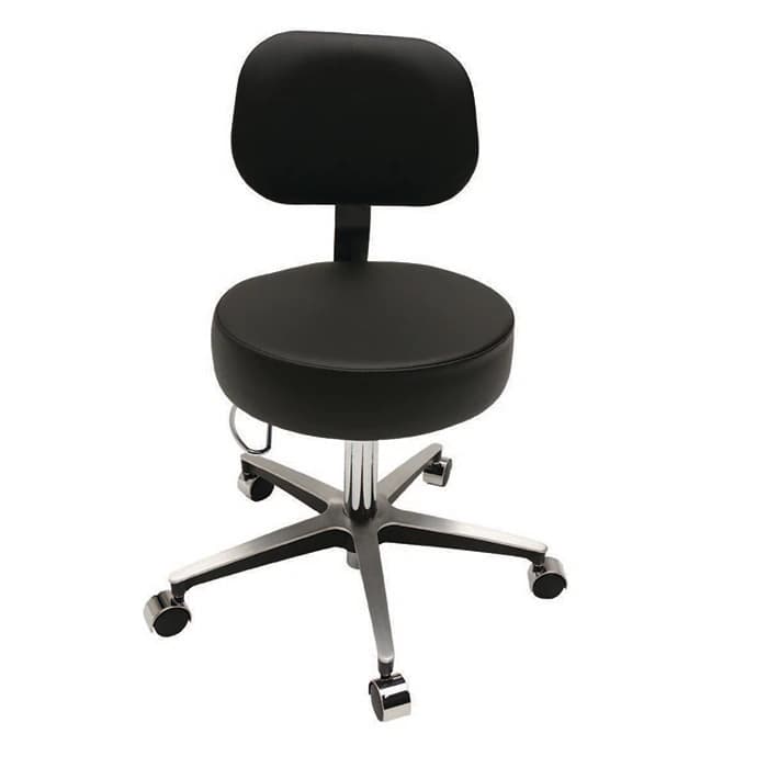 Brewer Century Series Exam Stool with Back, Pneumatic, Black Satin, 250 lb Capacity - Stool Exam Pneum w/ Bck - Image 1