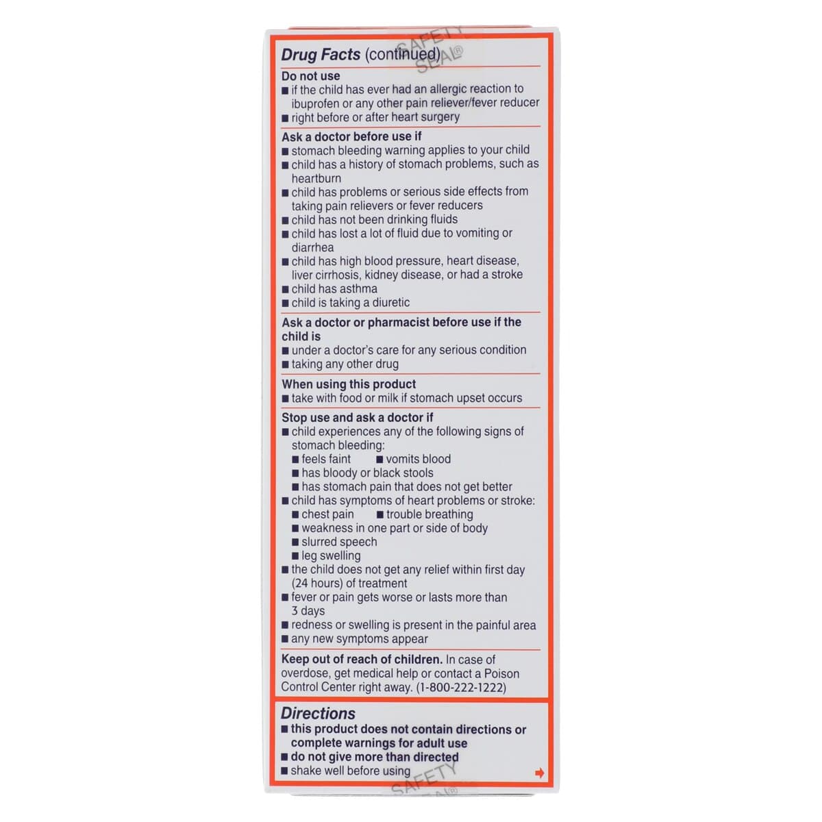Motrin Children's Ibuprofen Liquid Suspension, 100mg/5mL, Grape Flavor, 4 oz Bottle thumbnail 2