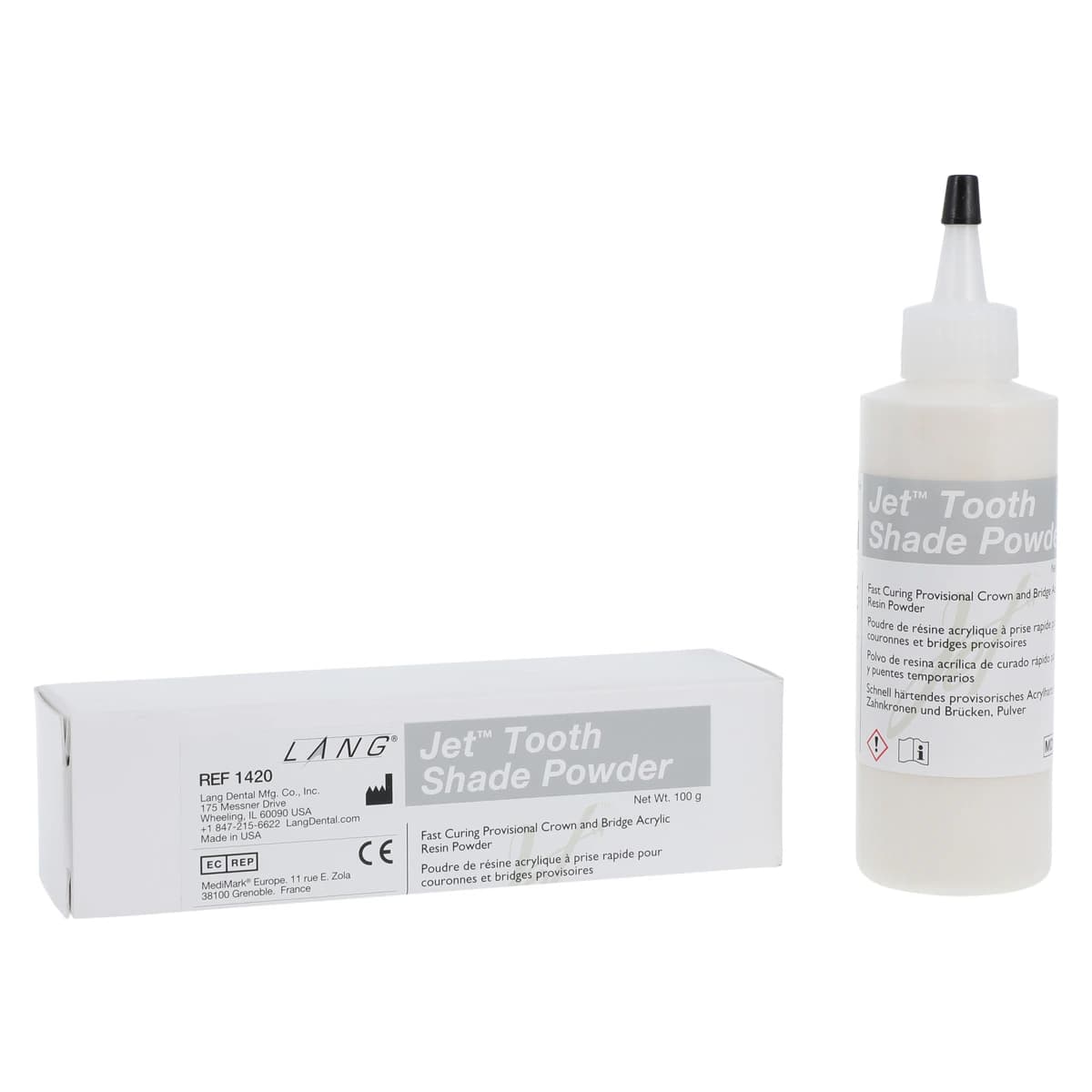 Jet Tooth Shade Acrylic Powder, Shade A3.5, Self-Cure, 4 oz Refill Bottle - Jet Tooth Shade Acrylic Powder - Image 1