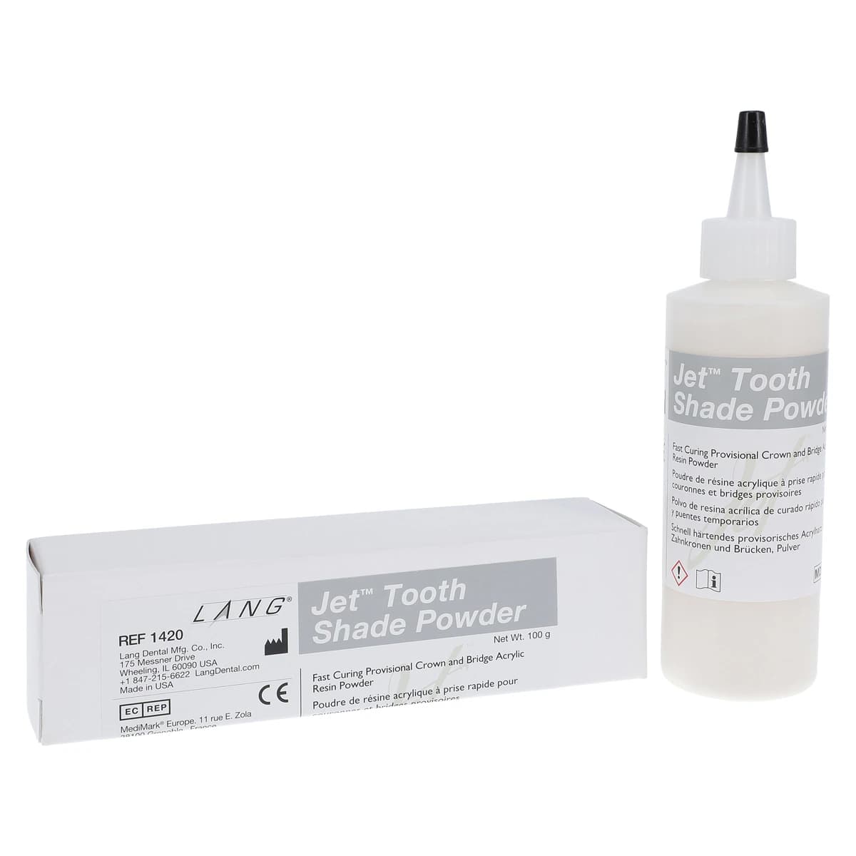 Jet Tooth Shade Acrylic Powder, Shade D3, Self-Cure, 4 oz Refill - Jet Tooth Shade Acrylic Powder - Image 1