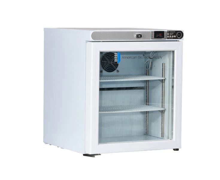 American Biotech Supply Laboratory Refrigerator, 1 Cu Ft, Glass Door, Left Hinge, 2-8°C, Manual Defrost, 01KT0J08YRQKFGKEDTF4247W2Q - Fridge Undrctr Fs G 1 CF LH - Image 1