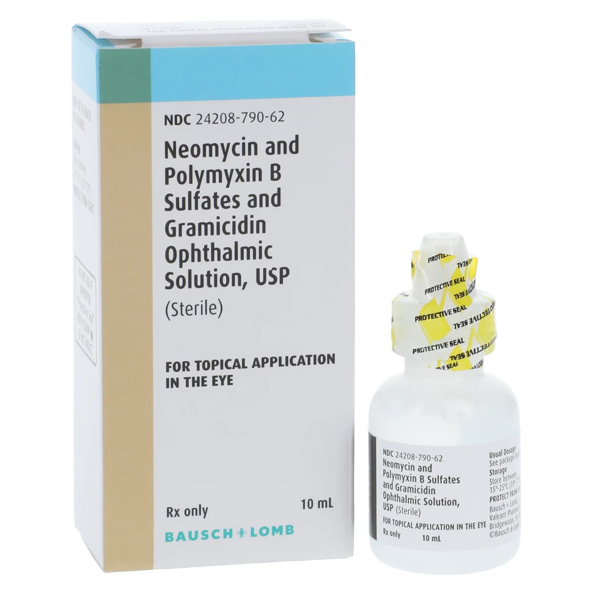 Neomycin/Polymyxin B Sulfate/Gramicidin Ophthalmic Solution, 10mL Bottle, Bausch - Neomycin/PolyB/Gram Ophth - Image 1