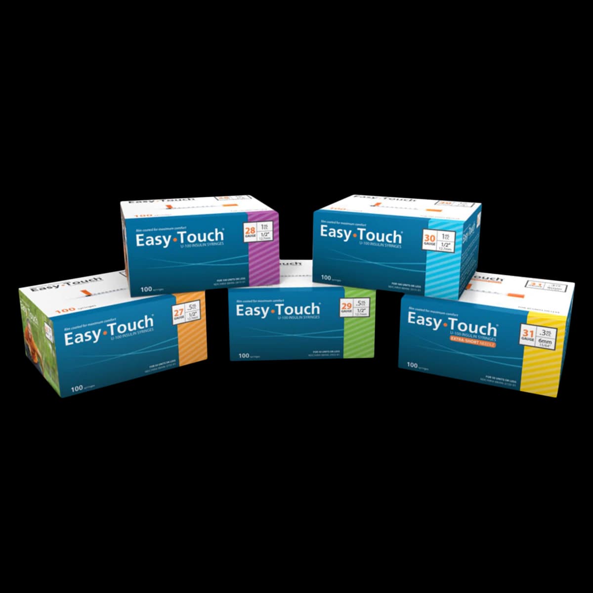 EasyTouch Insulin Syringe with Needle, 29G x 1/2", 1cc, Conventional Tri-Beveled, Sterile, Disposable, Green, 100/Bx, 500/Case - Syringe w/NDL Easytouch 1CC - Image 1