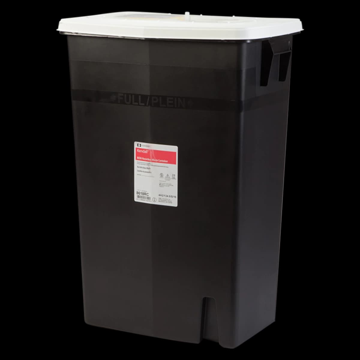 SharpSafety RCRA Hazardous Waste Container, 18 gal, Black, 26 x 12.75 x 18.25 in, Gasket Lid, Polypropylene, Absorbent Pads, Nestable, Non-Sterile, Each - Container Hazardous RCRA - Image 1