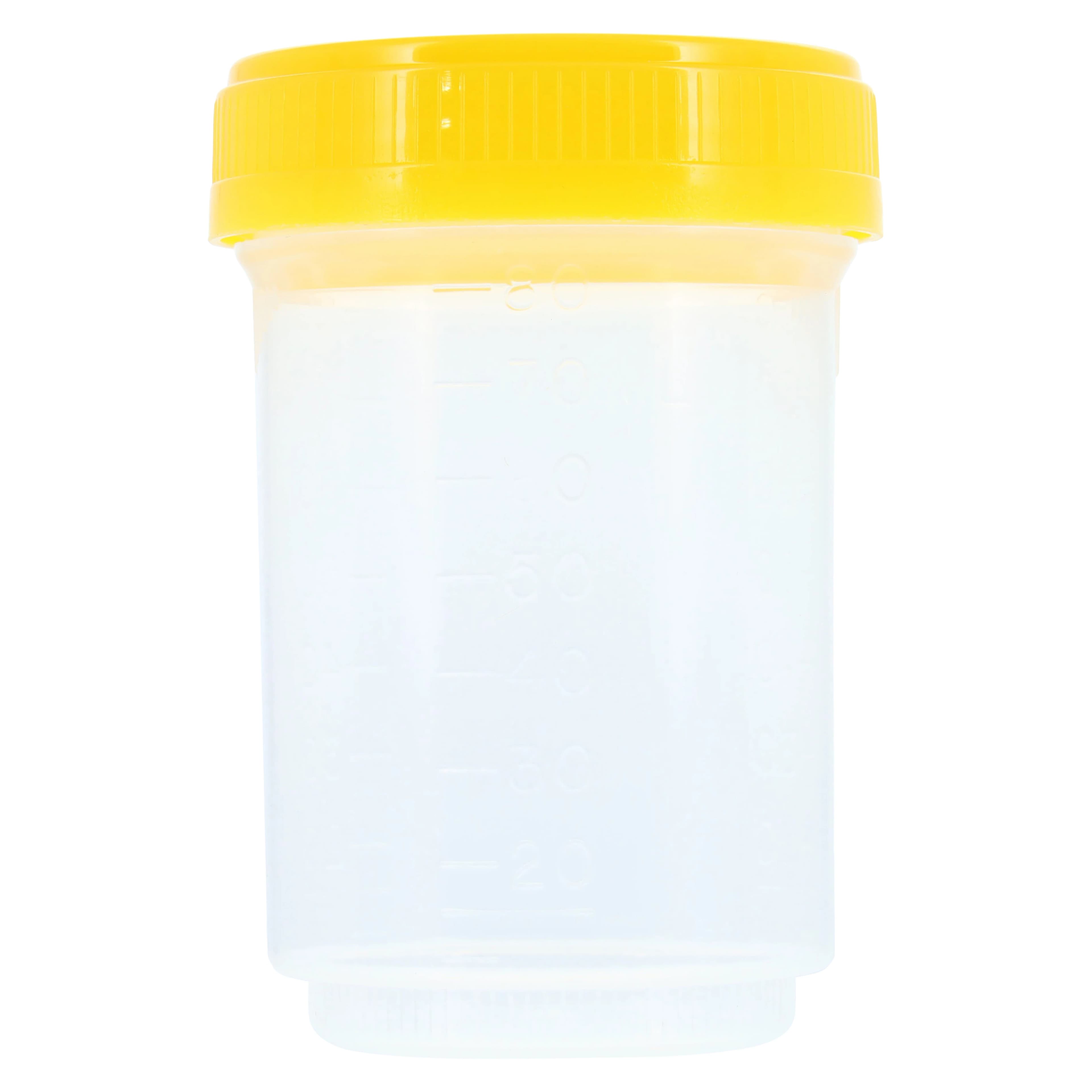 DuoClick Specimen Container, 90mL, 48mm Opening, Non-Sterile, Yellow, 400/Case - Specimn Cont 90mLx48mm NS - Image 1