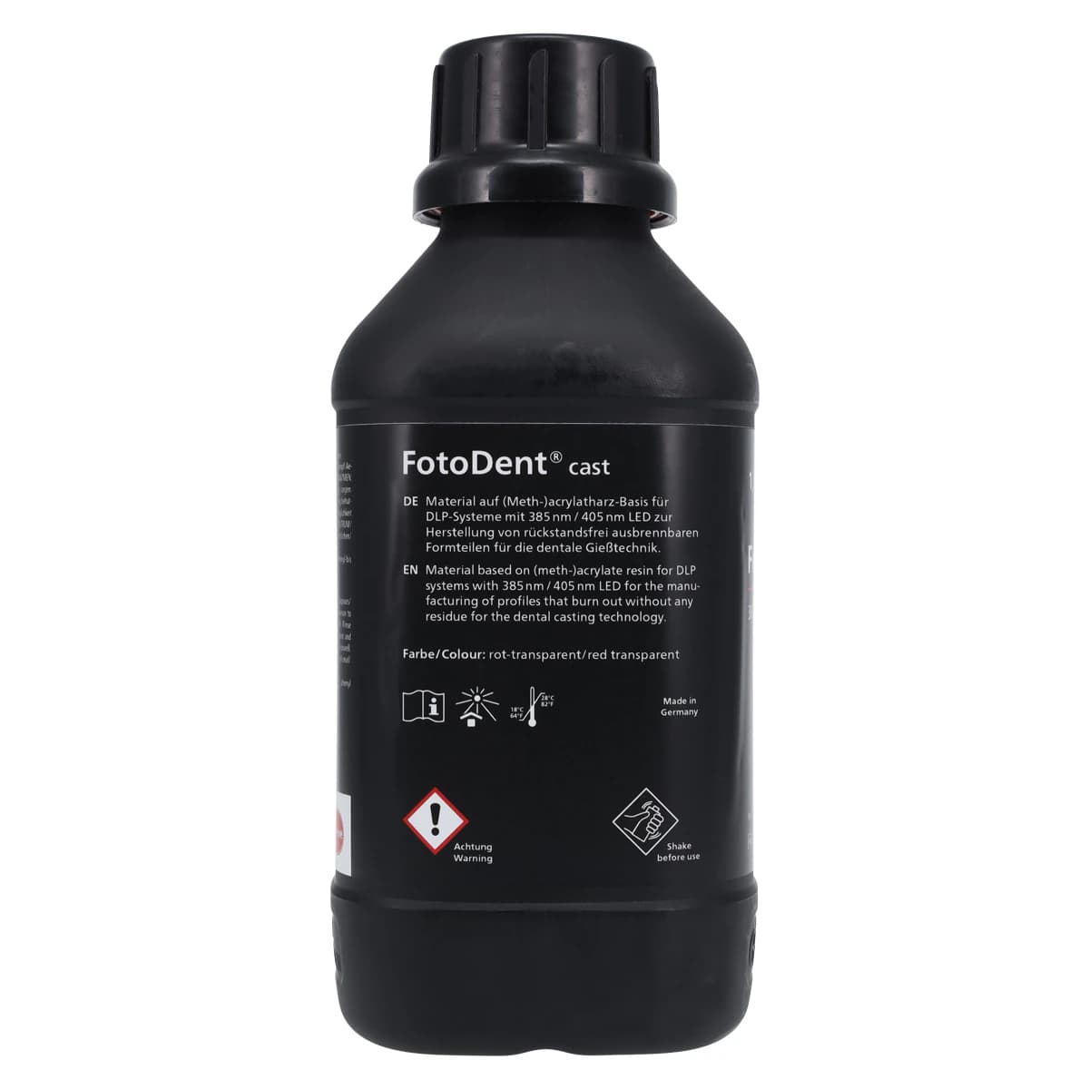Dreve FotoDent cast Red-Transparent 3D Printing Resin, 385/405nm, 1.0 kg Bottle thumbnail 3