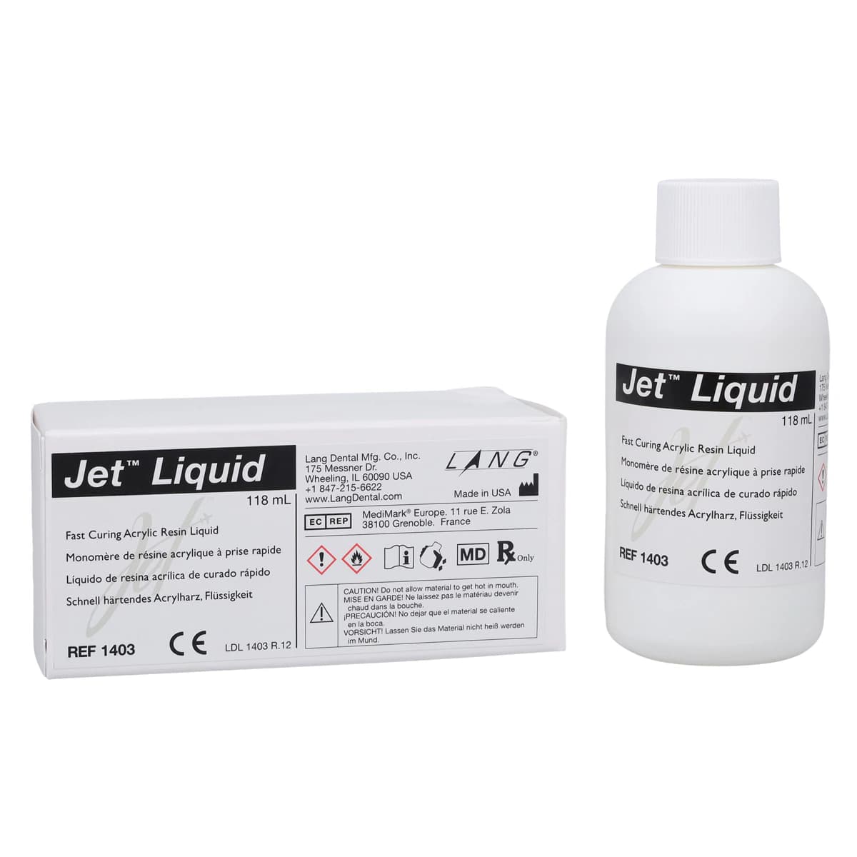 Lang Dental Jet Tooth Shade Acrylic Resin Liquid, Self-Cure, 118 mL (4 oz) Bottle thumbnail 2