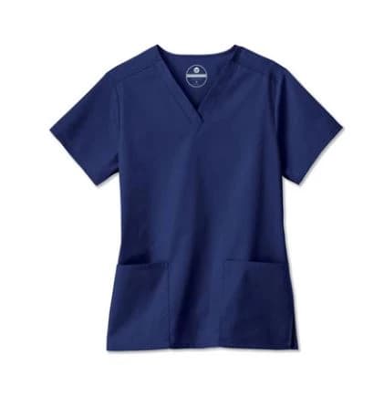 White Swan Fundamentals Scrub Top, Ladies V-Neck, Short Sleeves, Navy, 2X Small, 14700 - Scrub Top Ladies V Neck - Image 1
