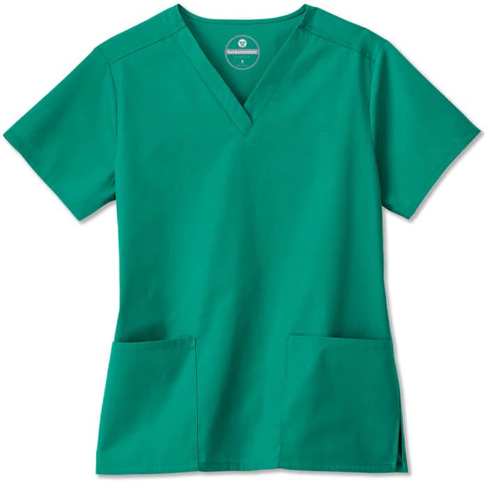 White Swan Fundamentals Scrub Top, Ladies V-Neck, Short Sleeve, Hunter Green, Large, 14700 - Scrub Top Ladies V Neck - Image 1