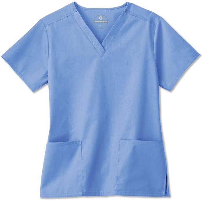 White Swan Fundamentals Scrub Top, Ladies V-Neck, Short Sleeves, Medium, Ceil Blue, 14700 - Scrub Top Ladies V Neck - Image 1