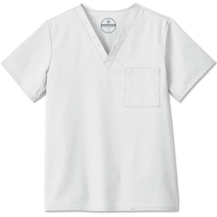 White Swan Fundamentals Scrub Top Unisex V-Neck, Short Sleeves, 3X Large, White, 14900 - Scrub Top Unisex V-Neck - Image 1