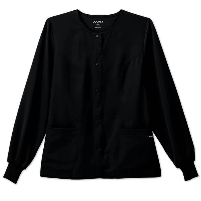 Jockey Women's Snap-Front Warm-Up Jacket, Large, Black, 2356-015-L - Jacket Ladies Snap Front - Image 1