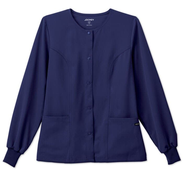 Jockey Ladies Snap Front Warm-Up Jacket, Missy Fit, X-Large, New Navy, 72% Polyester/21% Rayon/7% Spandex - Jacket Ladies Snap Front - Image 1