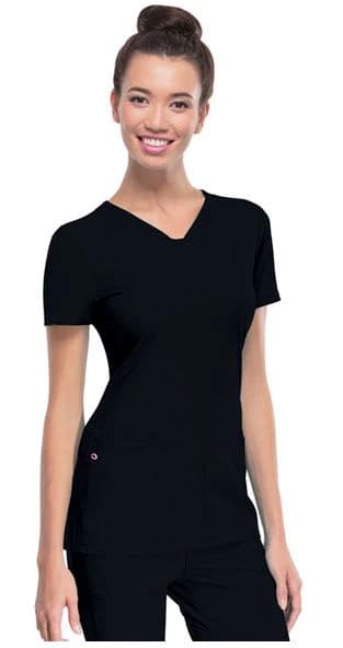 HeartSoul PitterPat V-Neck Scrub Top, Short Sleeves, Large, Black, 20710 - HeartSoul PitterPat VNeck Top - Image 1