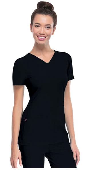 HeartSoul PitterPat V-Neck Scrub Top, Short Sleeves, Medium, Black, 20710 - HeartSoul PitterPat VNeck Top - Image 1