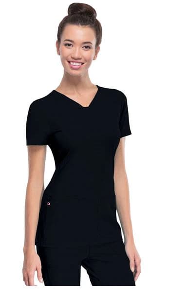 HeartSoul PitterPat V-Neck Scrub Top, Short Sleeves, Small, Black, 20710 - HeartSoul PitterPat VNeck Top - Image 1