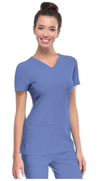 HeartSoul PitterPat V-Neck Scrub Top, Womens, X-Large, Ceil, 20710 - HeartSoul PitterPat VNeck Top - Image 1