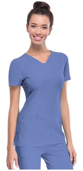 HeartSoul PitterPat V-Neck Scrub Top, Women's, 2X Large, Ceil Blue - HeartSoul PitterPat VNeck Top - Image 1