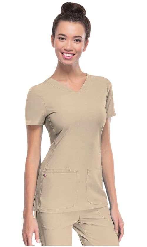 HeartSoul PitterPat V-Neck Scrub Top, Women's, Khaki, Small, Style 20710 - HeartSoul PitterPat VNeck Top - Image 1