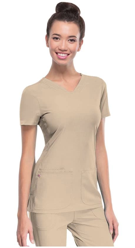 HeartSoul PitterPat V-Neck Scrub Top, Women's, Khaki, 2X-Large, Style 20710 - HeartSoul PitterPat VNeck Top - Image 1
