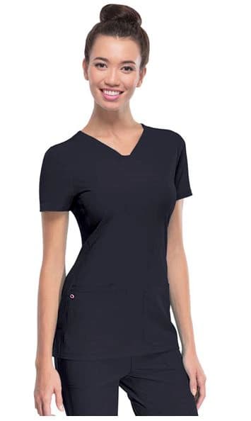 HeartSoul PitterPat V-Neck Scrub Top, Short Sleeves, Medium, Pewter, 20710 - HeartSoul PitterPat VNeck Top - Image 1