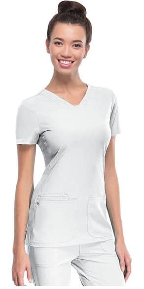 HeartSoul PitterPat V-Neck Scrub Top, Women's, White, Large, 20710 - HeartSoul PitterPat VNeck Top - Image 1