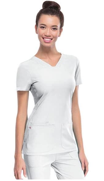 HeartSoul PitterPat V-Neck Scrub Top, Women's, White, X-Small, Style 20710 - HeartSoul PitterPat VNeck Top - Image 1