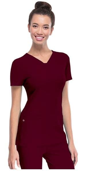 HeartSoul PitterPat V-Neck Scrub Top, Wine, Medium, Womens, 20710 - HeartSoul PitterPat VNeck Top - Image 1