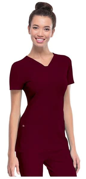 HeartSoul PitterPat V-Neck Scrub Top, Women's, Wine, X-Small, 20710 - HeartSoul PitterPat VNeck Top - Image 1